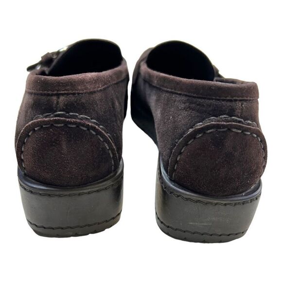 Stuart Weitzman Women's Suede Wedge Slip-On Buckle Loafers Shoes Brown Size 6.5M - Picture 4 of 9